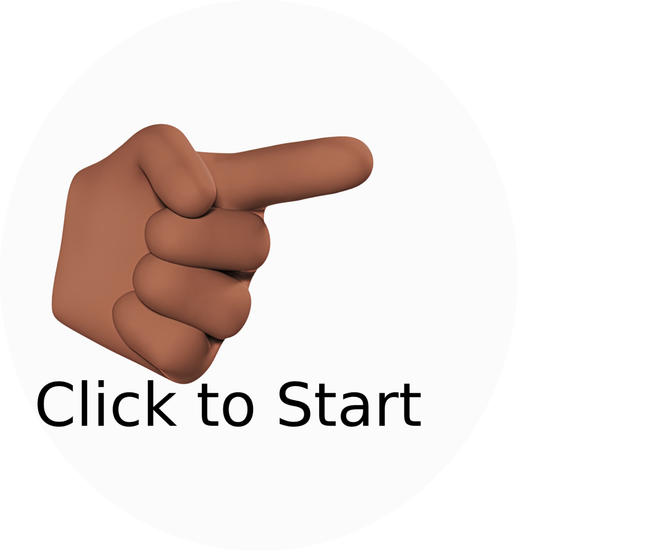 A hand pointing to the word click to start your Real Estate Solution.